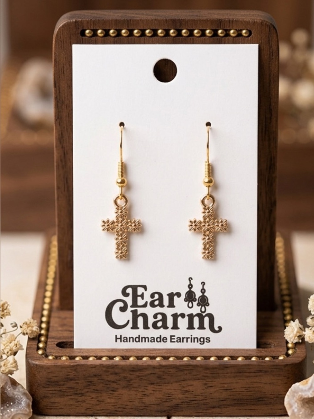 New Gold Elegant Cross Dangle Earrings